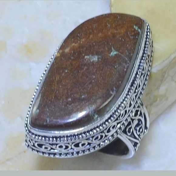 New Oversized Pinolith Jasper Silver Ring. - Picture 1 of 1